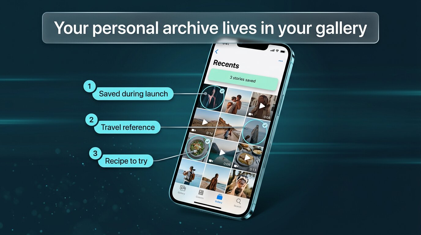 Saved stories living permanently in your phone gallery