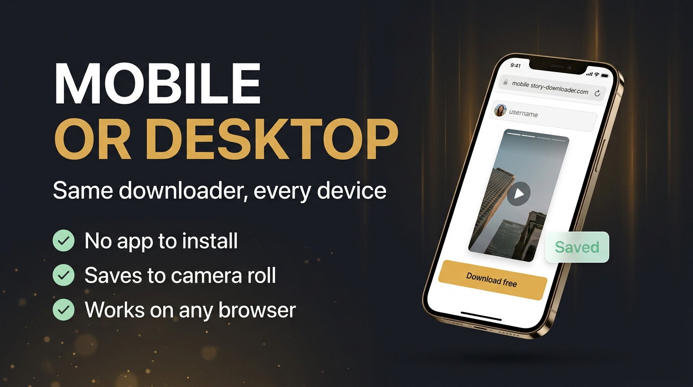 A free story downloader open in a mobile browser with a full-width Download free button