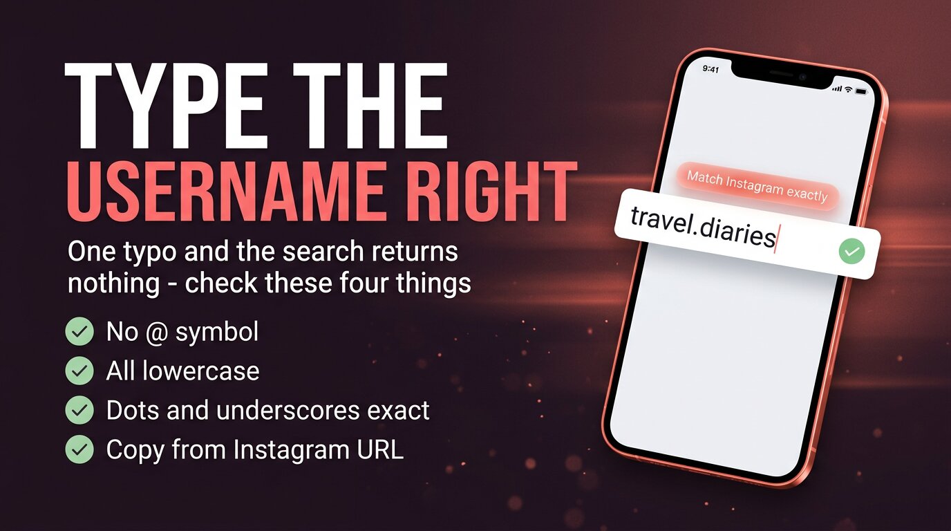 Check Instagram username spelling and case before troubleshooting
