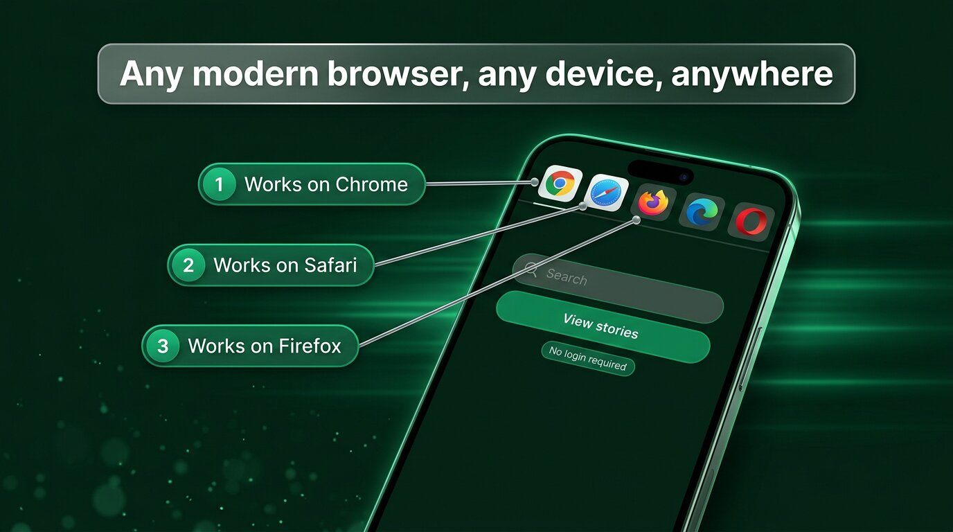 Works on Chrome, Safari, Firefox and any modern browser