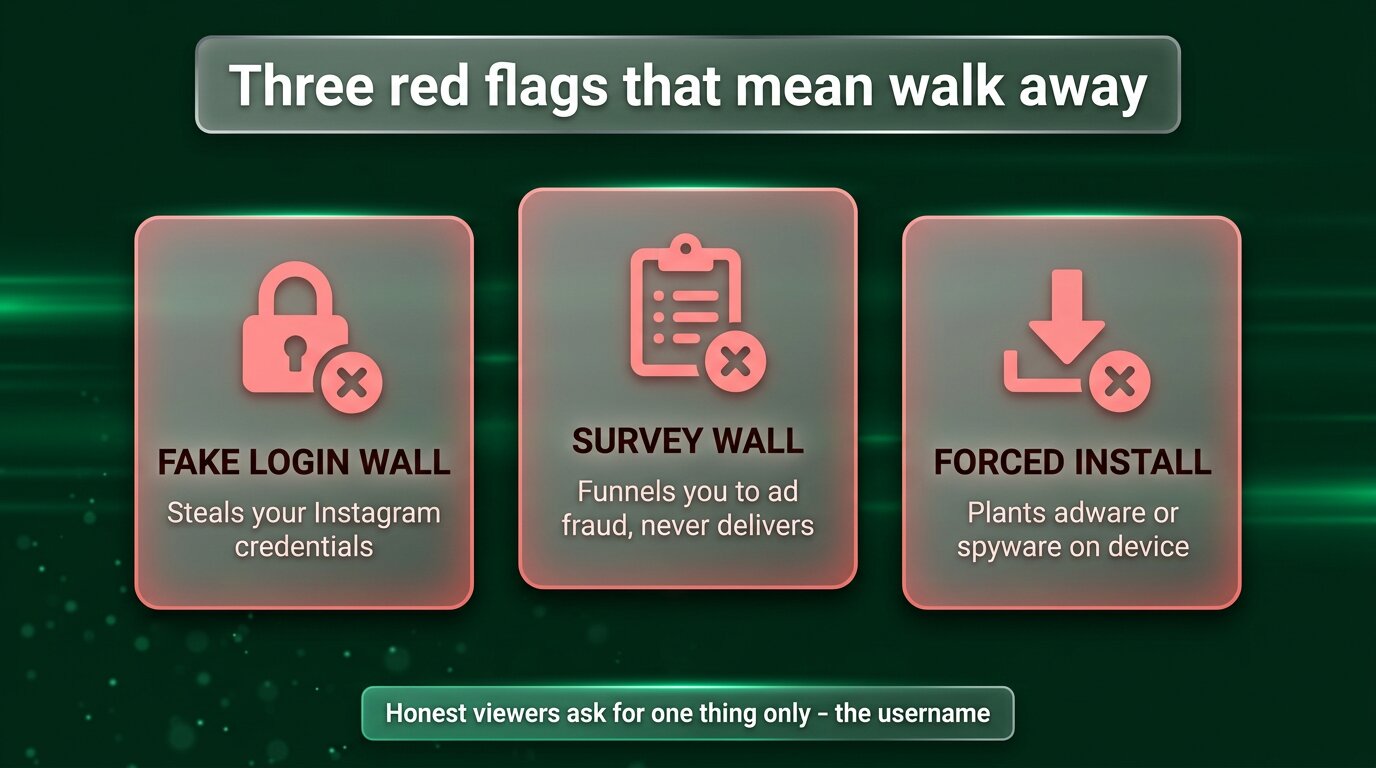 Three common red flags from fake or risky story viewer sites