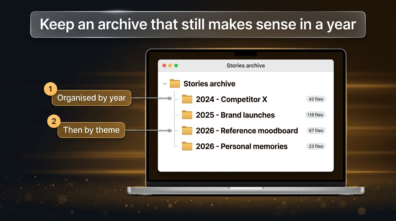 Organised folder structure for permanently saved Instagram stories