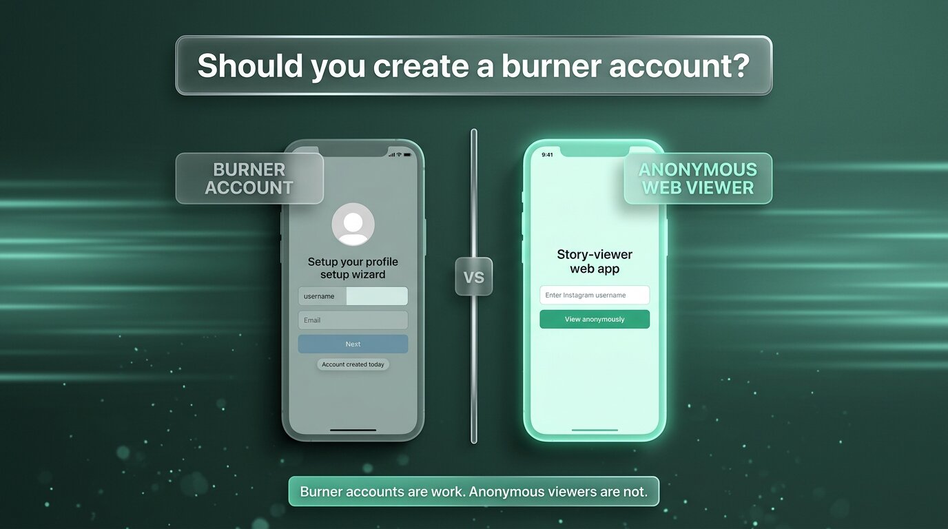 Burner account vs anonymous web viewer for watching stories